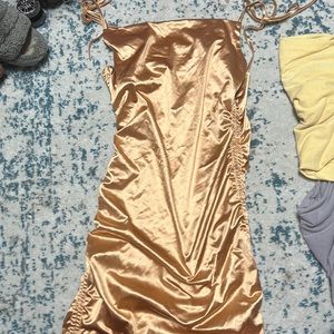 Gold mini tie dress